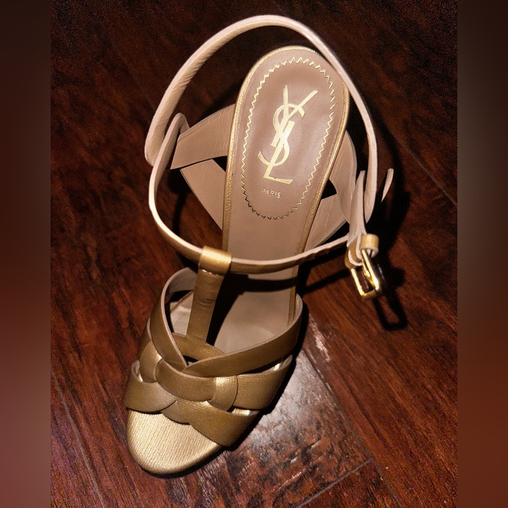 Saint Laurent Tribute 105mm Patent Leather Platform Sandals size 40